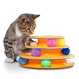 Catstages Tower of Tracks Cat Toy – 3-Level Track Tower with 6 Balls, Interactive Cat Toy for Indoor Enrichment