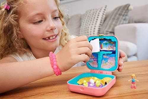 Polly Pocket GDK77 Hidden Hideouts Mermaid Cove with 3 Reveals, 3 Accessories, 1 Micro Polly Doll & Sticker Sheet