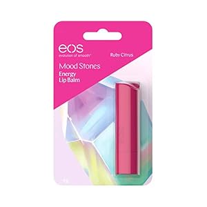 eos Mood Stone Ruby Citrus – Bálsamo labial hidratante con aceites naturales de fresa y cítricos, 4 g