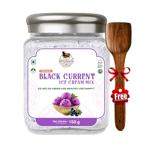 Image of Kamdhenu Gauveda Black Currant Ice Cream Mix Powder 150g - Instant Homemade Blackcurrant Ice Cream Premix | No Machine Needed | Eggless & 100% Vegetarian | Makes 500ml+ Soft Serve & Frozen Dessert