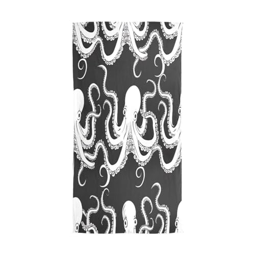 ALAZA White Kraken Black Chiffon Silk Long Scarf Shawl Wrap2
