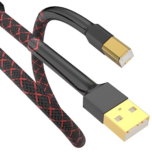 Tertullus High End - Cable USB de alta fidelidad (1 m, A-B, para streaming de audio, DAC, ordenadores, tarjetas de sonido, decodificador, amplificador, reproductor digital, USB-A a USB-B, cable de