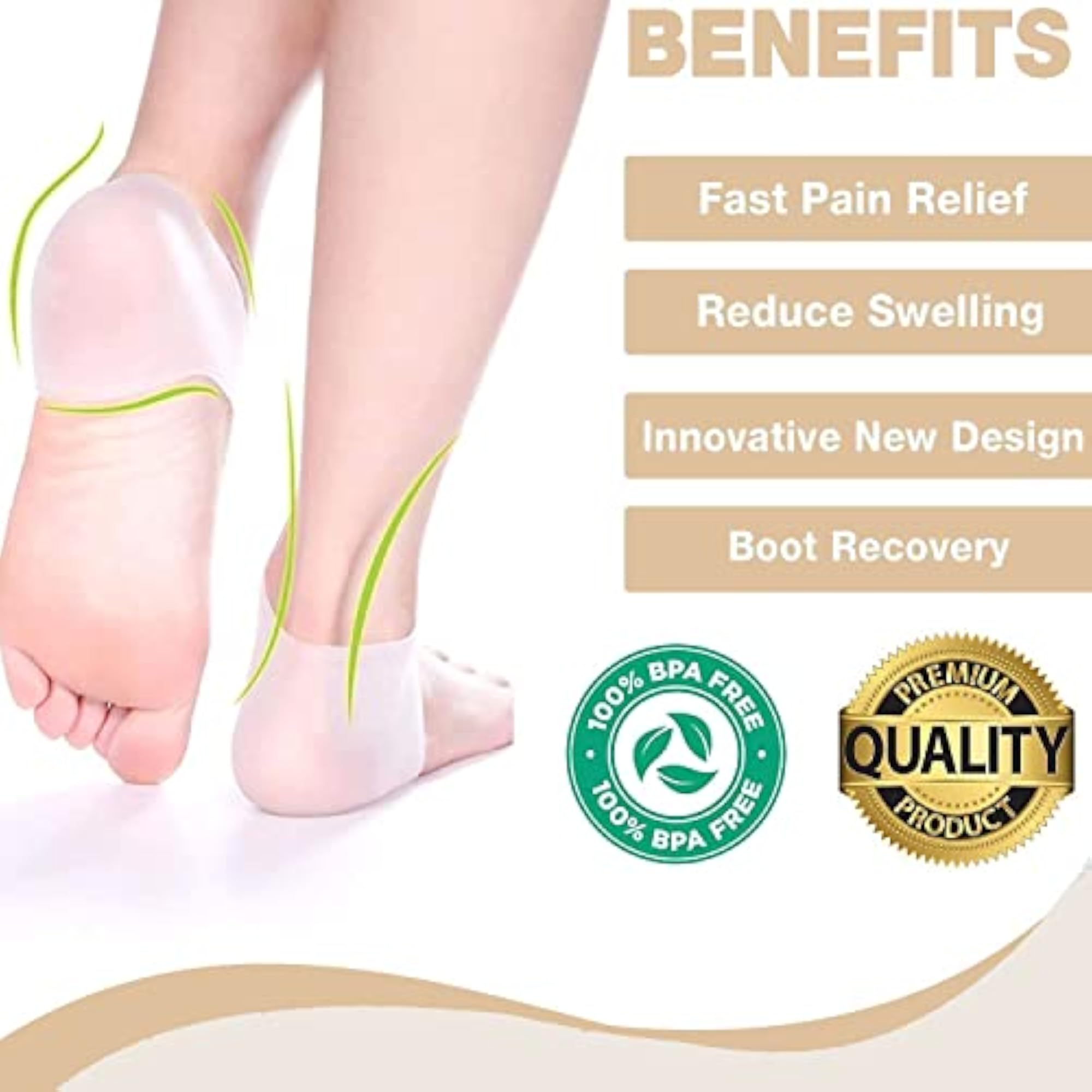 Silicone Gel Heel Pad Socks for Pain Relief