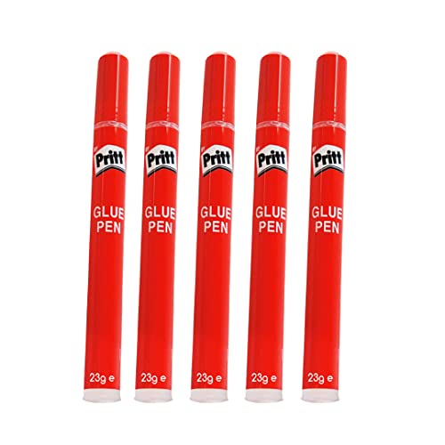 Pritt Glue Pen, Flüssigkleber in praktischer Stiftform, zum basteln, passt in jedes Mäppchen, einfache Handhabung, für Schule und Zuhause, führende Klebe Marke, Lieferumfang 5x 23g Klebestick Cover