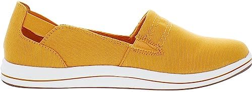 Clarks Women's Breeze Step Loafer, Yellow Canvas, 9.5 Wide | Image 2