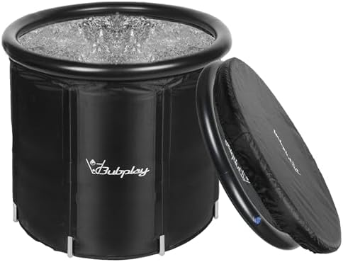 Bubplay Ice Bath Cold Plunge Tub with Cover for Indoor Outdoor for Recovery, Cold Water Therapy, Athletes & Adults -105 Gallons, Black, XL