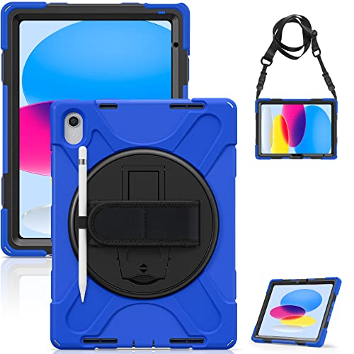 Gerutek for iPad 10th Generation Case,11th Generation A16 iPad Case Shockproof with 360 Rotating Hand Strap