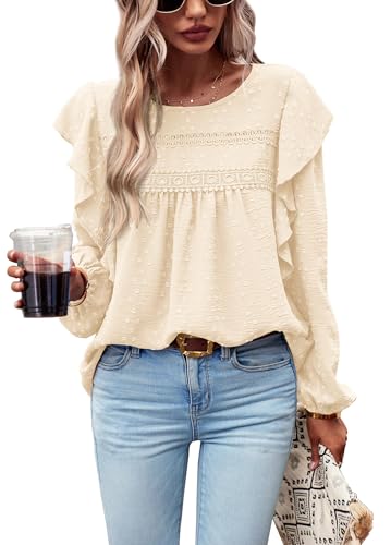 PRETTYGARDEN Women's Long Sleeve Blouses Ruffle...