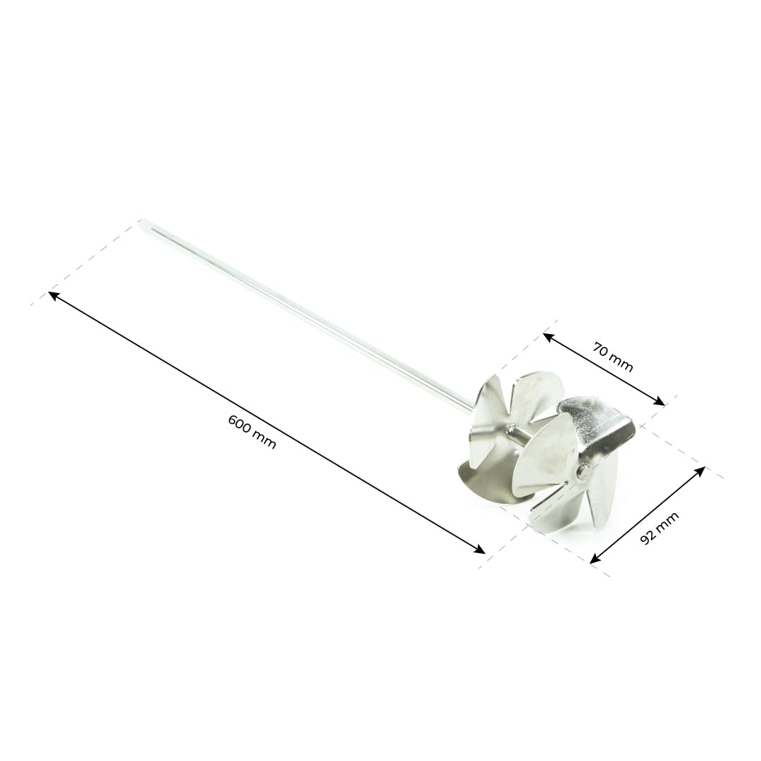 LYSON Hélice de brassage pour miel en acier inoxydable, 2 pales, vis sans fin pour cadrer le miel, équipement d'apiculture, bâton de brassage à miel