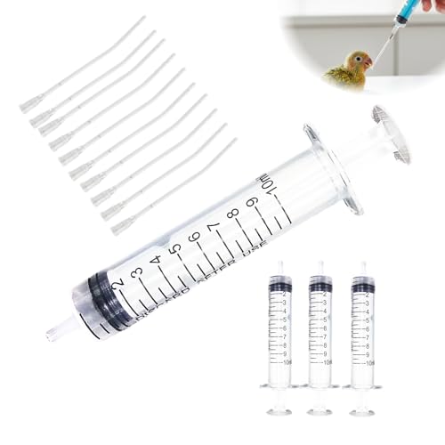 14PCS Sondes D'Alimentation Pour Oisillons Kit Seringue Alimentation Oisillons 4 Seringues 10ml Sans Aiguille avec 10 Tubes Souples 8cm DiamèTre 2mm, Seringue Nourrissage Oiseaux