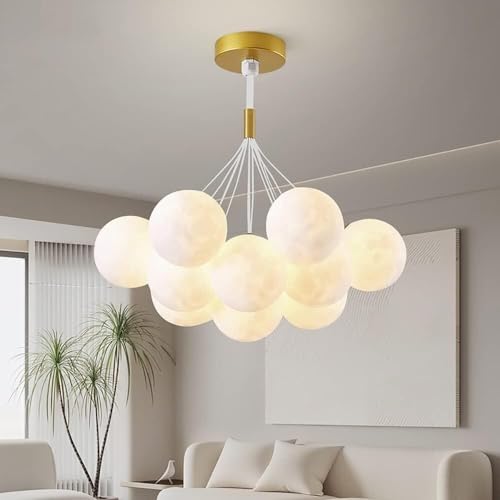 Lámpara de araña de burbujas LED moderna, luces colgantes con forma de bola ajustables compatibles con el comedor, la sala de estar y el dormitorio,para escalera de entrada