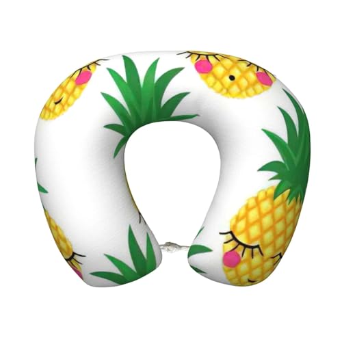 KoloQren Cozy Ananas 1 Coussin de voyage avec housse amovible Motif ananas