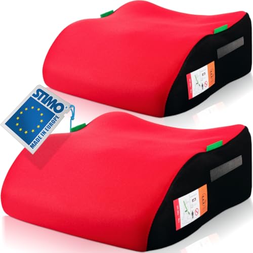 2er Set Kindersitzerhöhung ergonomisch Kinder 135-150 cm Sitzerhöhung Auto Sitz ECE R129 Bezug waschbar (Rot)