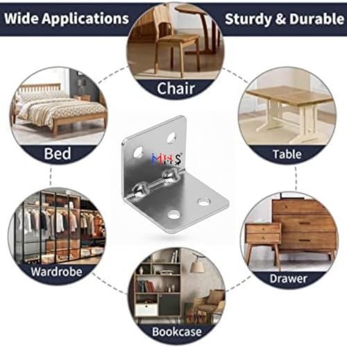 Image of MHS Heavy-Duty L Metal Brackets - Silver Finish Corner Brace - Right Angle Support for Wood Shelves, Cabinets, and Furniture... (24, 40 X 25 X 25)