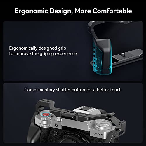 SMALLRIG X-T5 Camera Full Cage for FUJIFILM Aluminum Alloy Camera Rig for Fujifilm XT5 with Shutter Button, Built-in QD Port - Image 4