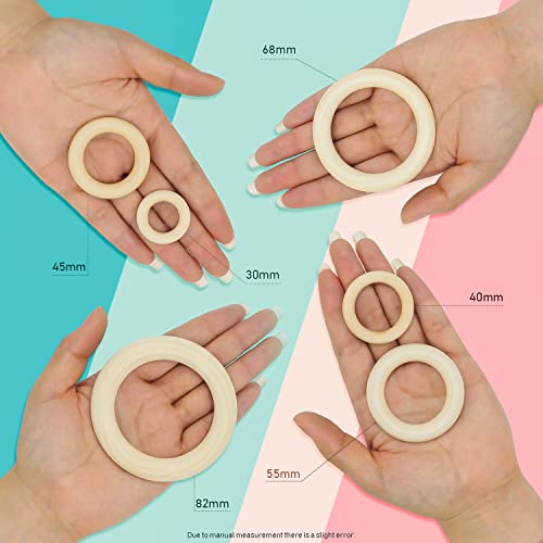 RUBY - 16 Pezzi Anelli in Legno Naturale, Anello