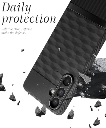 Image of WOW IMAGINE Back Cover for Samsung Galaxy M16 5G | Galaxy F16 5G with Hexa Cube Design | Ultra Slim Rubberised Case | Inner Velvet Fabric | Silicone Flexible Mobile Case | Camera Protection - Black