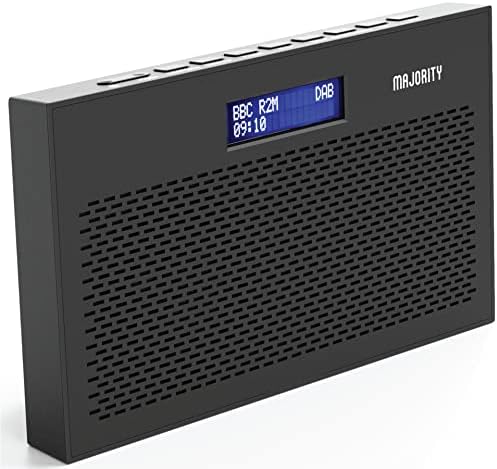 Majority DAB, DAB+ Digital and FM radio | Battery and Mains Powered Portable Radio with 15 Hours Playback and LED Display | Histon 2 Compact DAB Radio | Radio with Dual Alarm and 20 Preset | Black