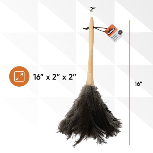 Image of Superio Ostrich Feather Duster Fluffy Dust Remover, with Wooden Handle Reusable for Cleaning Homes, Ceilings, and Furniture (6 Pack)