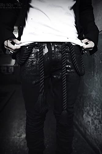 Mens Rope Belt Fashion Gothic Style Twisted Shape Adjustable Thick Black4