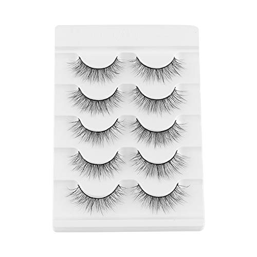 ARRIVEOK SKONHED 5 Pairs 3D Faux Mink Hair Criss-cross False Eyelashes Eye Lash Extension Eye Makeup Tools Natural Long Wispy Flared Multi-styles(Natural)