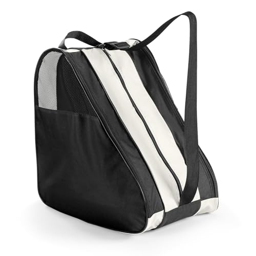 Image of YEENAIV Skating Shoes Carry Bags Roller Skate Bag, Oxford Ice Skates Storage Bag for Kids & Adults, Unisex Adults Ice & Skate Bag Ii Fabric and Beach with Adjustable Shoulder Strap (White)