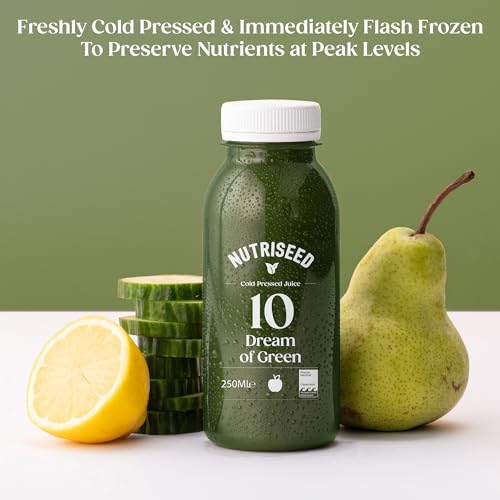 Nutriseed Dream of Green Juice (6 x 250ml) - Cold Pressed Juice, Flash Frozen, 100% Natural Ingredients containing Apple, Cucumber, Spinach, Ginger & More, No Added Sugar, Gluten-Free & Dairy-Free