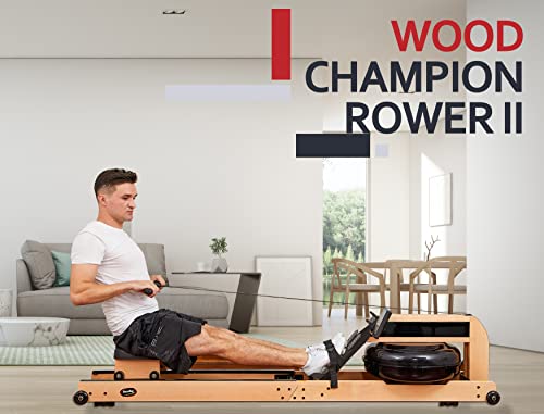 Holz Wasser-Rudergerät Wood Champion Rower II Ruderzugmaschine mit Water Resistance System klappbar Bluetooth – Bild 5