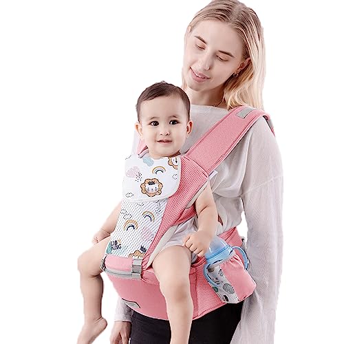 Baby Carrier With Hip Seat,Ergonomic Infant& Child Holder Carrier Kangaroo Bag With Storage Bags,Soft Lightweight Pure Cotton Comfortable Baby Backpack Carrier For Newborn And Toddler,7-55Lbs (Pink) #TOP3