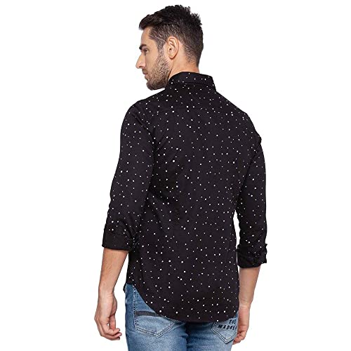 Image of Spykar Mens Cotton Black Printed Shirts