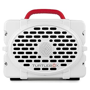 Turtlebox Gen 2: Loud! Outdoor Portable Bluetooth 5.0 Speaker | Rugged, IP67, Waterproof, Impact Resistant & Dustproof (Rich, Full Sound, Plays to 120db, Pair 2X for True L-R Stereo), White/Red