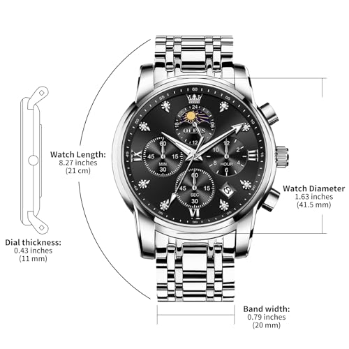 Image of OLEVS Watches for Men Dress Chronograph Luxury Stainless Steel Big Face