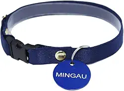 Coleira Confortável Ajustável Gatos e Plaquinha Identificação Telefone e Nome PETS (Adulto (16 cm a 29 cm))