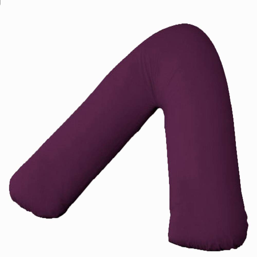 Iyan Linens Ltd V Shapped Pillow Case 100% Poly cotton Orthopaedic Neck and Back Pillow Cover Only (Plum)