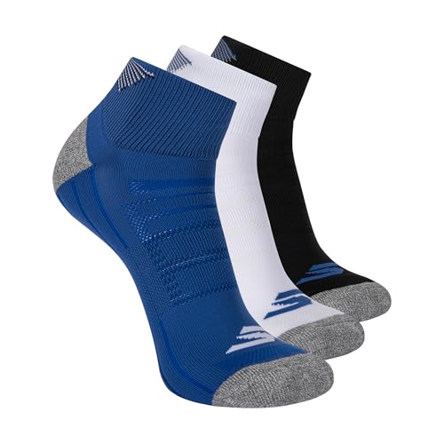 Skechers Men's 3-Pack Golf Quarter Crew Socks, Blue Combo...