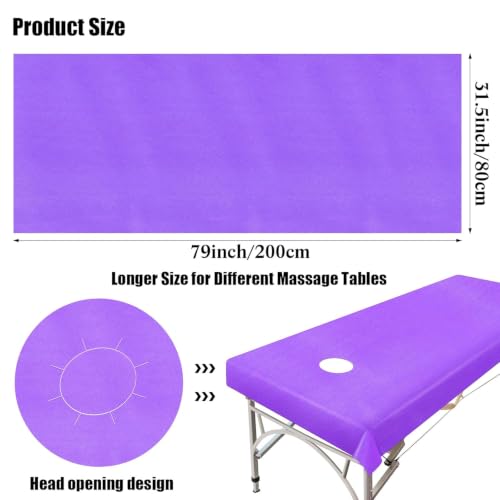 Image of Gypsy 20 Pcs Non-Woven Disposable Bedsheet | 32 x 72 Inc - Purple | Massage Table, Salon, Spa, Parlour, Clinics,Travel, Hospital & Hotels | Thick Breathable,Waterproof & Oilproof Bed Cover