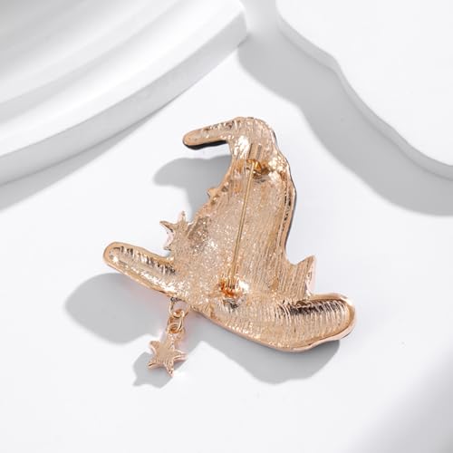 Image of Rhinestone Witch Hat Brooch Pin for Women AB Crystal Colorful Star Witchcraft Brooches Lapel Pins Bag Suit Dress Accessories Unisex Cap Fashion Christmas Halloween Jewelry