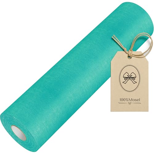 100%Mosel Chemin de Table en Non-tissé, en Turquoise (30 cm x 25 m), Nappe décorative pour Anniversaires Mariages et pour des Occasions spéciales