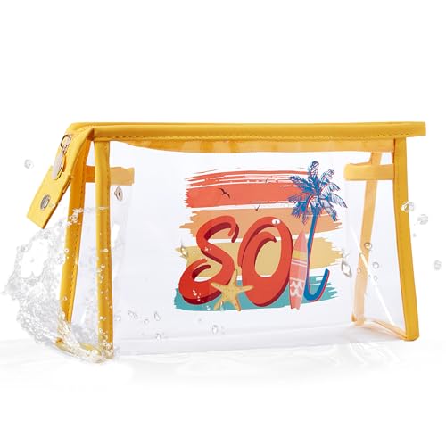 Image of COSHAYSOO Sunscreen Bag Clear Makeup Toiletry Pouch Beach Vacation Essentials for Women Teen Girls Trip Gifts Summer Pool Travel Must Have Accessories Waterproof Stuff