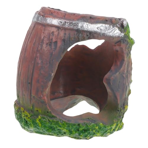 Abaodam 小型魚隠れ洞 バレル型水槽装飾 ペットの為の な隠れ家 爬虫類とエビ用の居場所 簡単な給餌と清掃を実現するデザイン