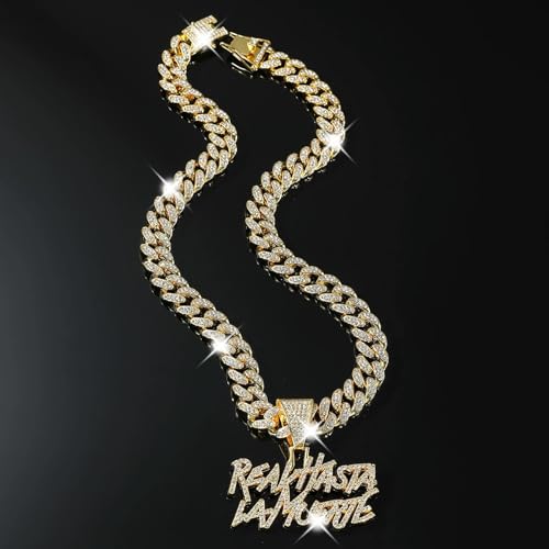 EDINGM Cuban Link Chain for Men, Miami Mens Chain Silver Gold Plated Bling Necklace Diamond Chain for Men Iced Out Chain Hip Hop Jewelry