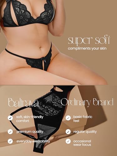 Image of Lace Lingerie Set for Women, Floral Lace Bra and Panty Set with Adjustable Straps