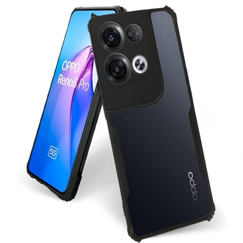 Image of AIBEX Crystal Clear Back Cover Case for Oppo Reno 8 Pro 5G | 360 Degree Protection | Shock Proof Design | Transparent Back Cover Case (PC & TPU, Black Bumper)