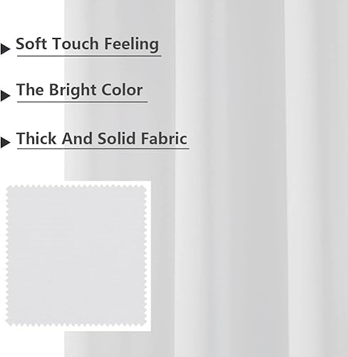 Miniatura 4 de MYSKY HOME Cortinas opacas blancas para sala de estar, puerta, armario, cortinas con ojales y aislamiento térmico para oscurecer la habitación, 1
