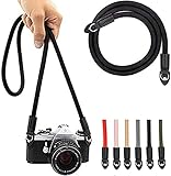 Eorefo Camera Strap Vintage 100cm Nylon Climbing Rope Camera Neck Shoulder Strap for Micro Single and DSLR Camera.(Black)