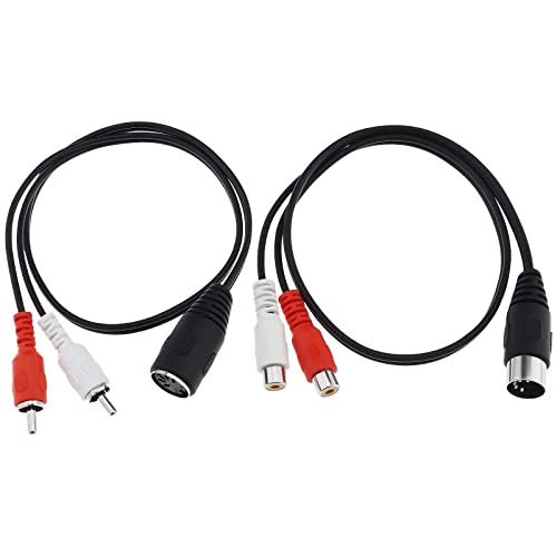 EMSea 2Pcs DIN 5 Pin to 2 RCA Cable Replacement 5-pin Din Male Female Plug to 2 RCA Male Female Connectors Cable Accessories for Speaker Hi-Fi Equipment Stereo System