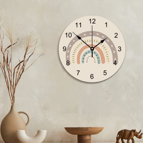 Reloj de pared redondo de madera EricauBird tonos tierra silencioso miniatura 3
