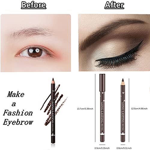 Go Ho 12 Pcs Dark Brown Eyebrow Eyeliner Pencils Makeup Pen,Waterproof Eye Brow Pencil,Long-Lasting Nice Color Eye Brow Gel Pen Makeup Brow Tint Pencils（Dark Brown） #TOP4
