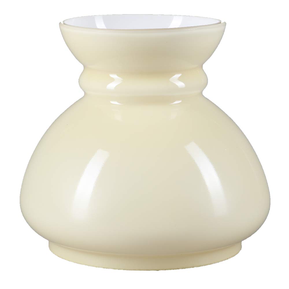Opalglas-Lampenglas Für Petroleumlampe – Beige, Glänzend, 145mm Durchmesser, Mit Ringauflage