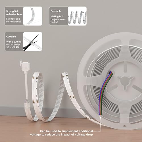Tira de LED RGB COB PAUTIX 10 m con cable de extensión 20 m miniatura 6